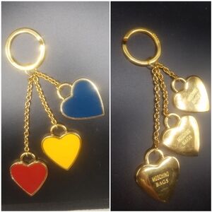 Moschino RARE Vintage Redwall Heart Bag Charm Gold Keychain Vintage